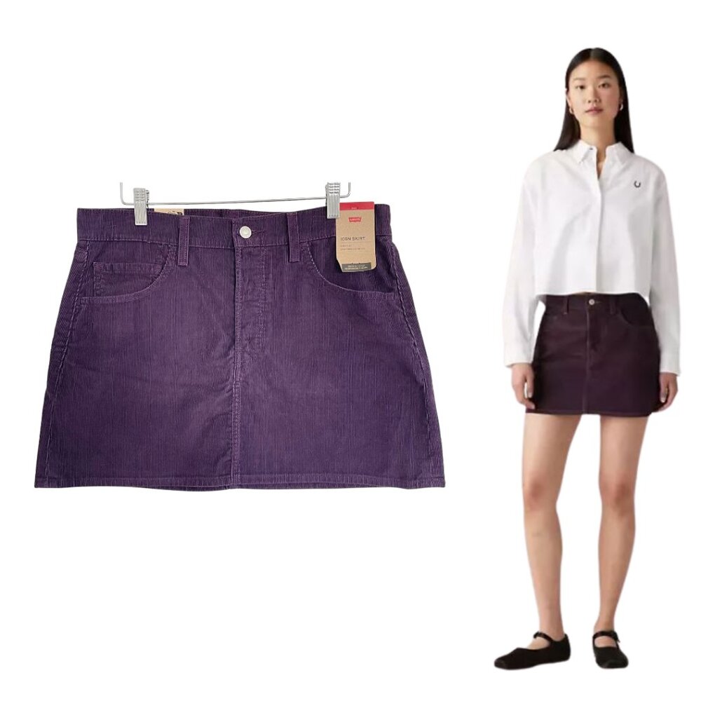Levi’s Skirt Women 30 Waist Plum Perfect Purple Corduroy Icon  A46940031
